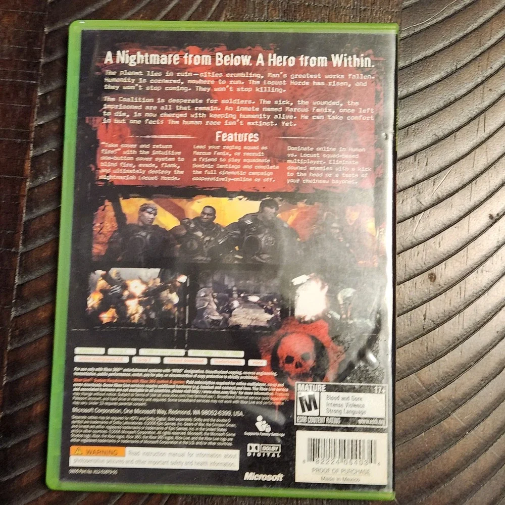Gears of War Xbox 360 Video‎ Game Complete in Box Xbox Live Shooter